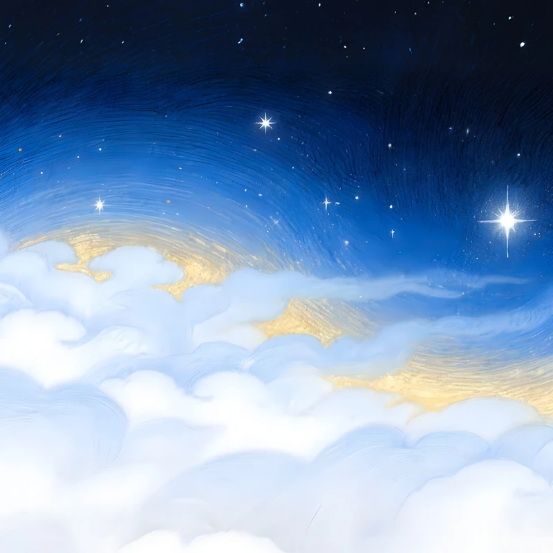 动漫夜空配云朵与月亮 4K桌面壁纸