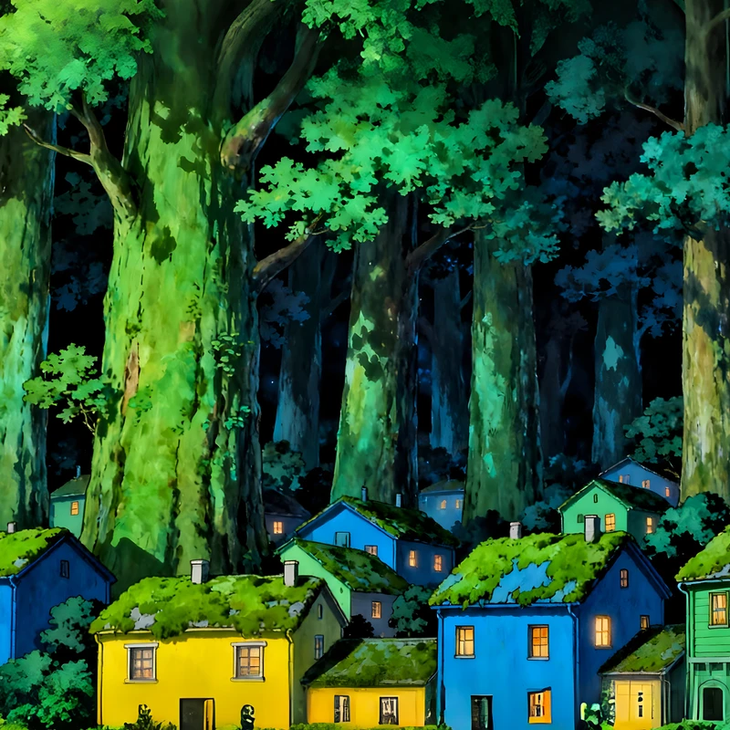 Anime-maailman kylä 4K työpöytätaustakuva