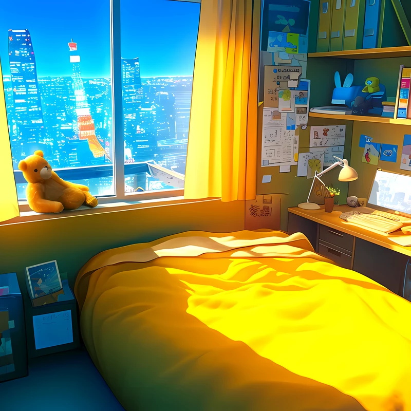 Papier peint 4K pour bureau style anime, chambre douillette