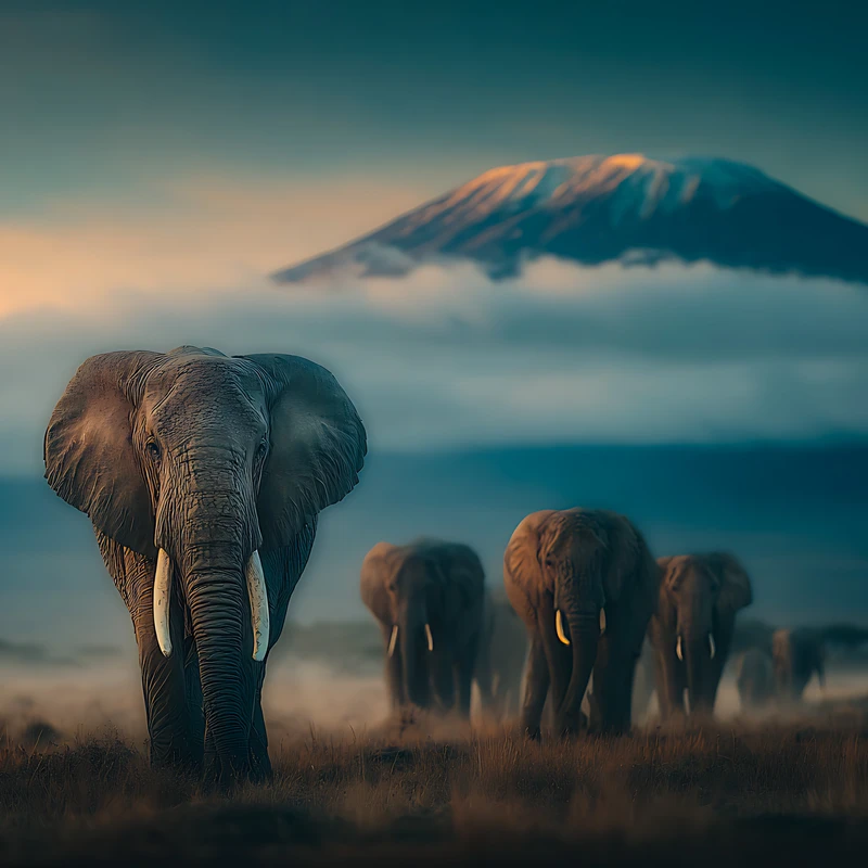 Africký safari slonové 4K stolní pozadí
