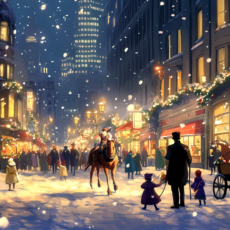 圣诞小镇雪景 4K 桌面壁纸