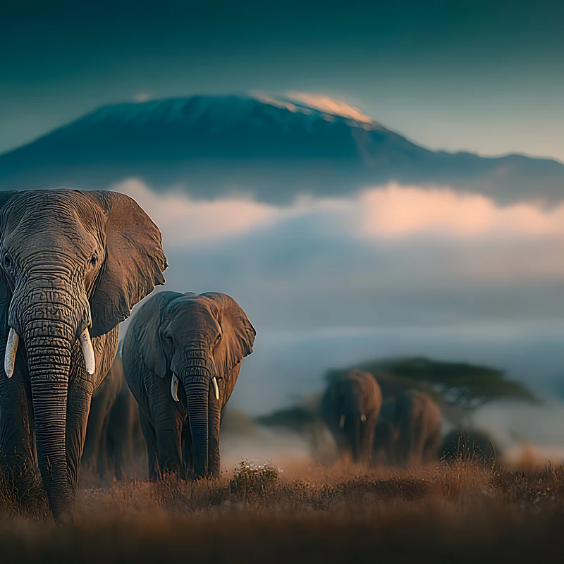 Africký safari slonové 4K stolní pozadí