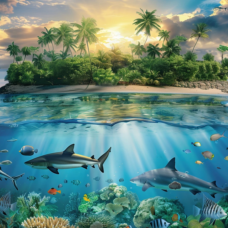 Tropikalny wyspowy krajobraz oceaniczny 8K Ultra HD dla pulpitu