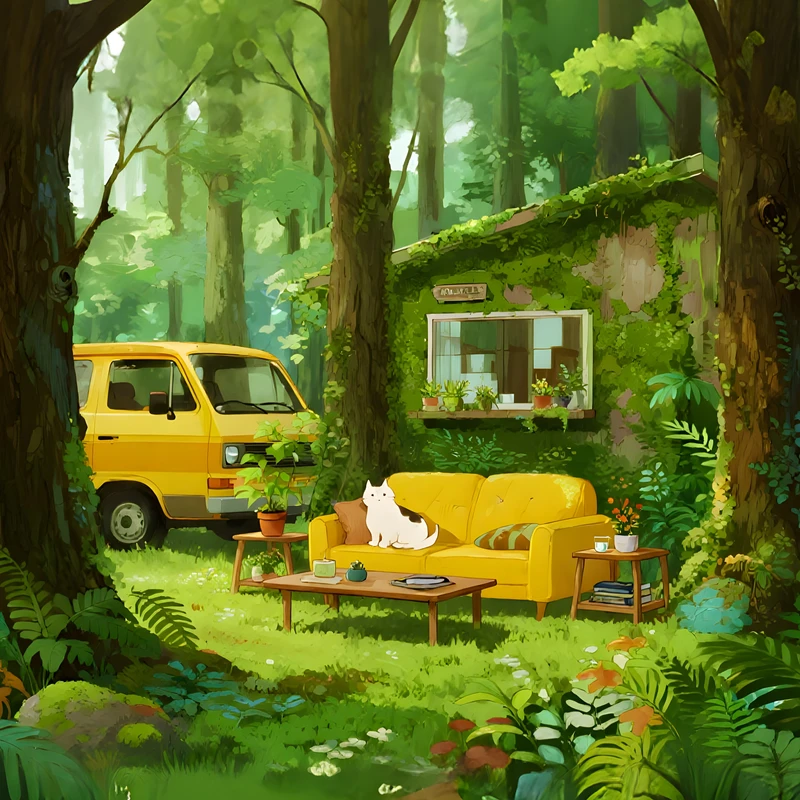 日式森林小屋 4K 桌面壁纸