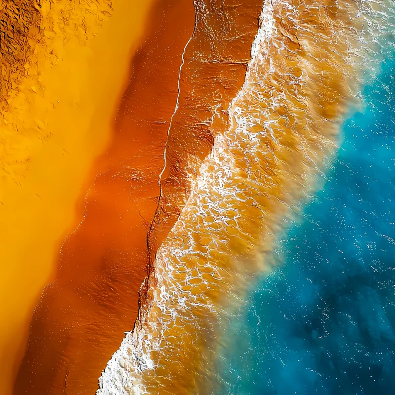 Aerofotografie oceánských vln s písečným břehem 4K stěnový papír