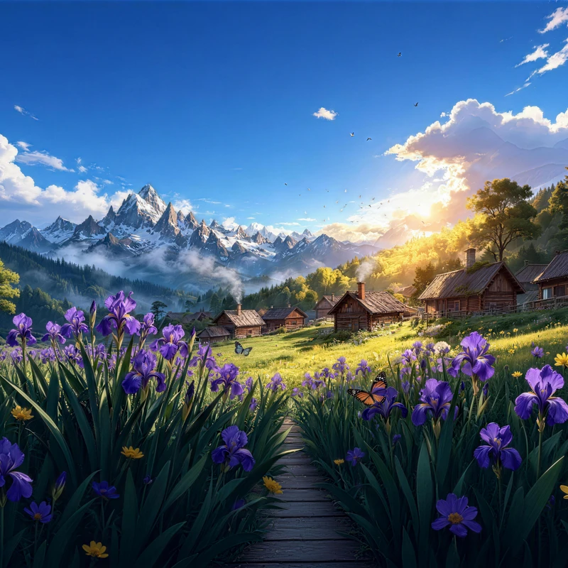 Mountain Cottage田园 Landscape 8K Desktop Wallpaper