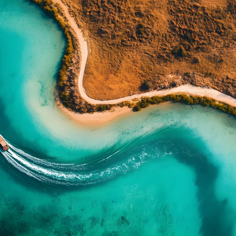 Aerofotografie tropického pobřeží 4K stolní pozadí