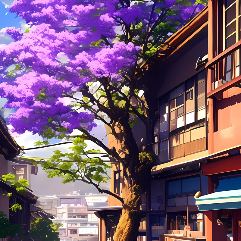 Japonská ulice s výhonky 8K ultra HD mobilní pozadí