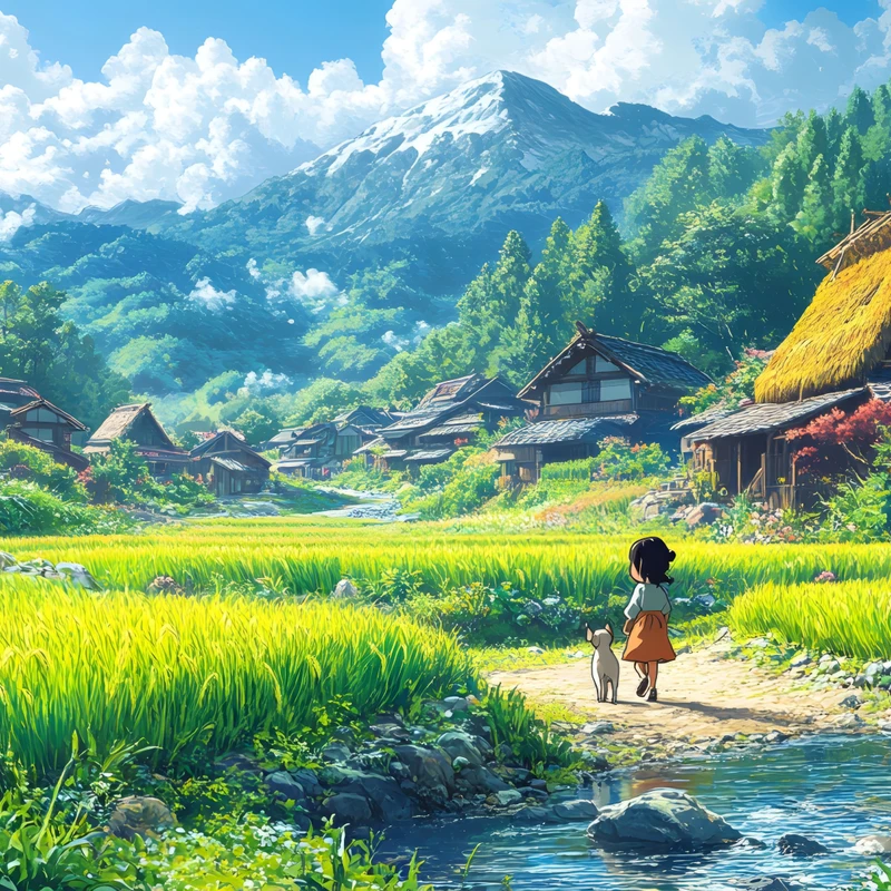 Japonská venkovská krajina 8K pozadí pro plochu