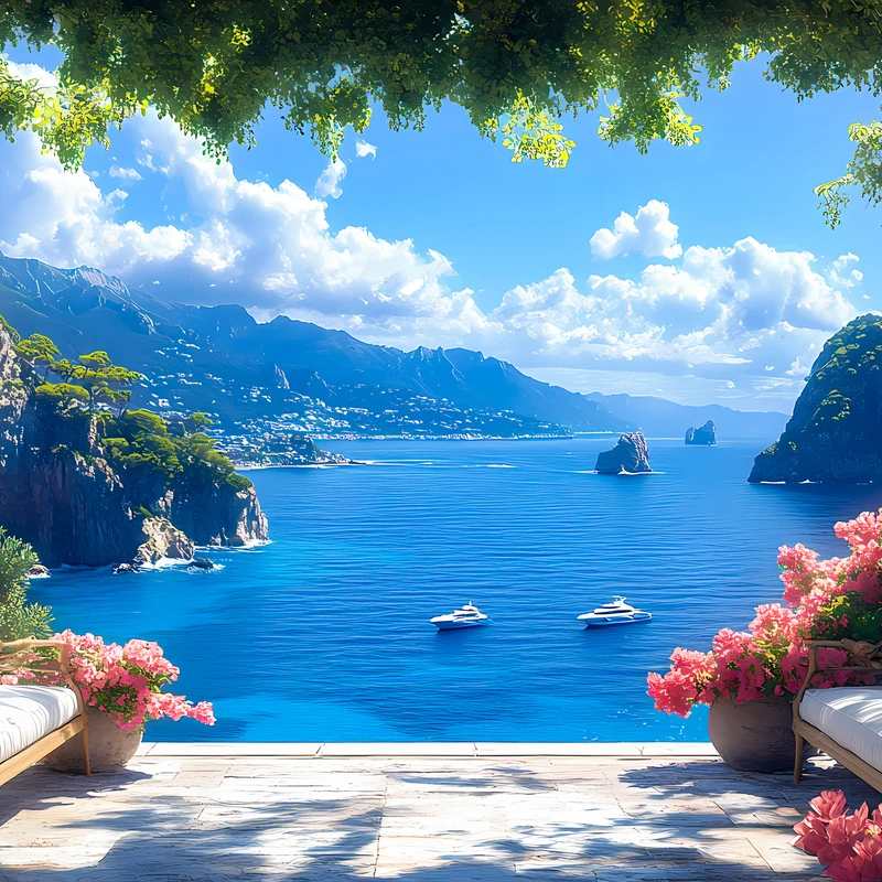 Soggiorno sul mare mediterraneo 4K Wallpaper per desktop