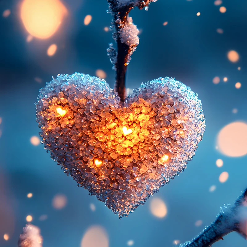 Winter Heart Glow 8K Ultra HD Phone Wallpaper