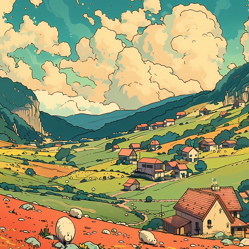Japonská vesnice v údolí 8K Ultra HD stěnový papír