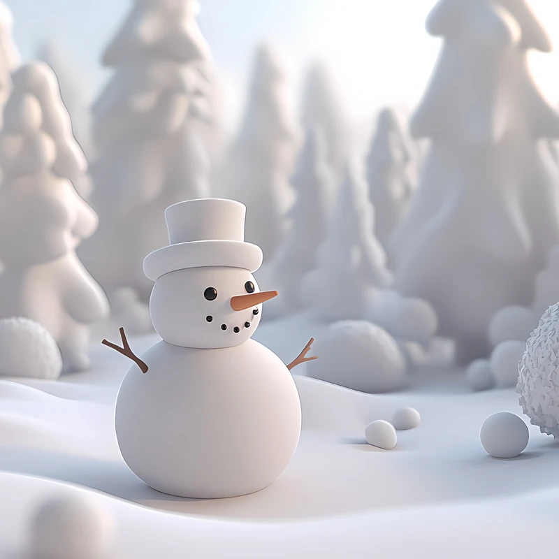 极简冬季雪人4K桌面壁纸