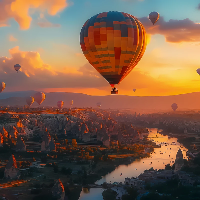 Turecké Kappadokské balóny 4K stolní pozadí
