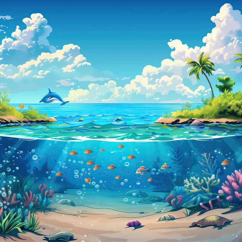 Tropical Ocean Dolphin Scene 4K Tablet Wallpaper