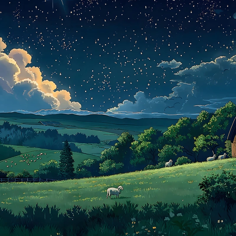 Rural Night Sky Stars 8K Desktop Wallpaper