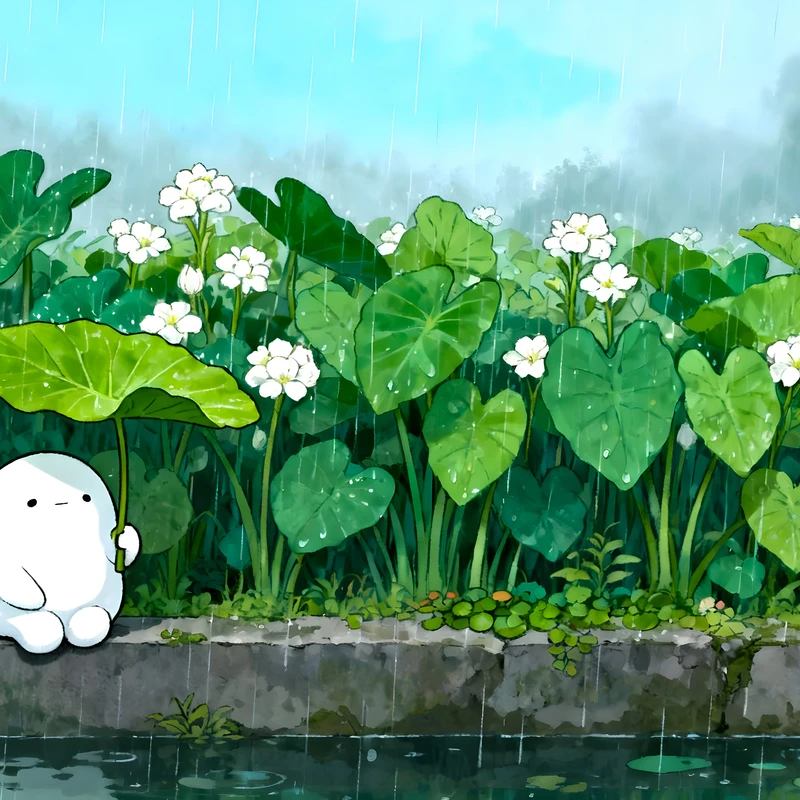 Ghibli-tyylisen puistojärven 4K työpöytätaustakuva