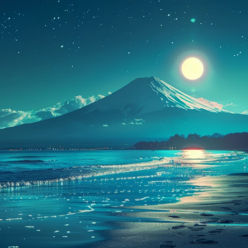 Japonská měsíční hora Fudži 8K Ultra HD stěnový papír