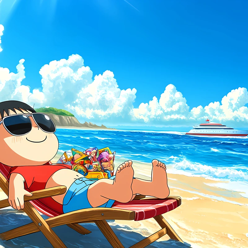 Anime Strandlandschaft 4K Desktop-Hintergrund