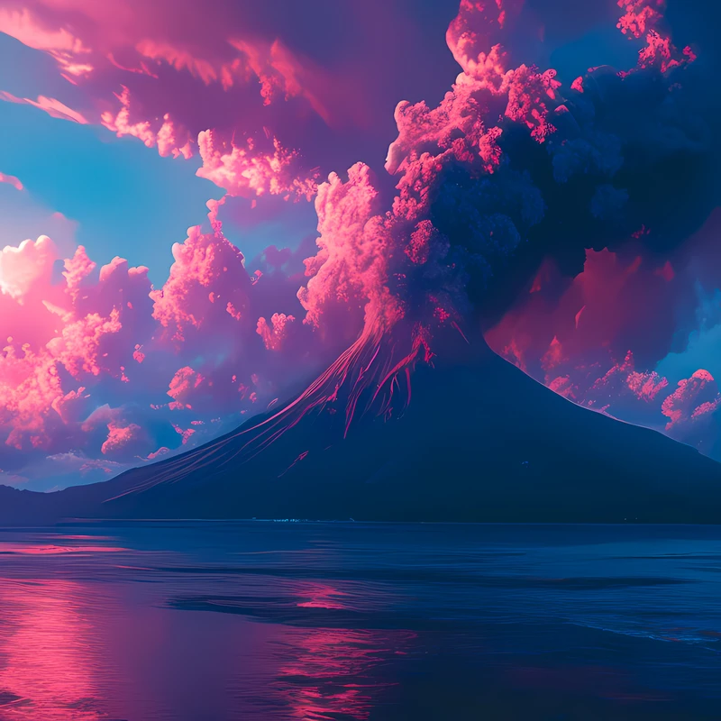 日本火山日落 4K 桌面壁纸