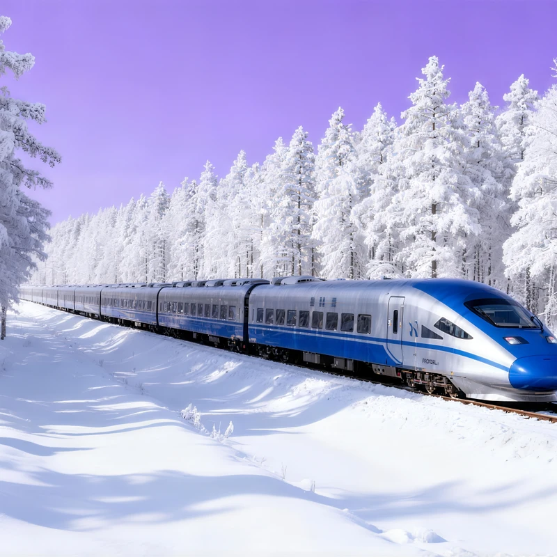 Treno ad Alta Velocità Nordico nella Neve 8K Ultra HD per Desktop
