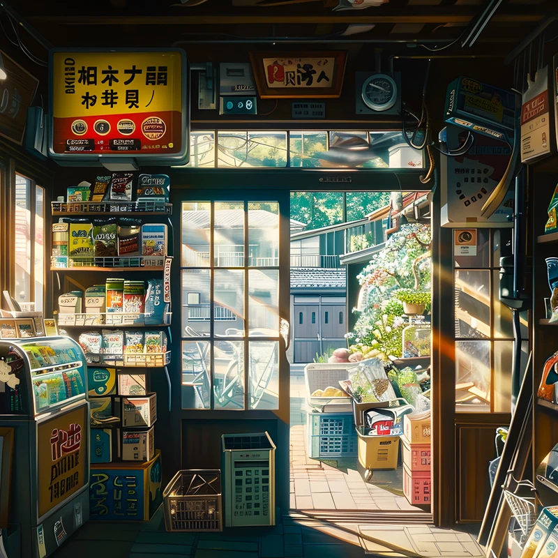 Japonský konbini 4K stolní pozadí