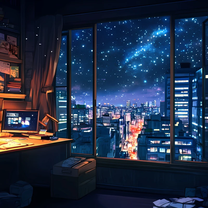 Cyberpunk Cityscape Night Sky 4K Desktop Wallpaper