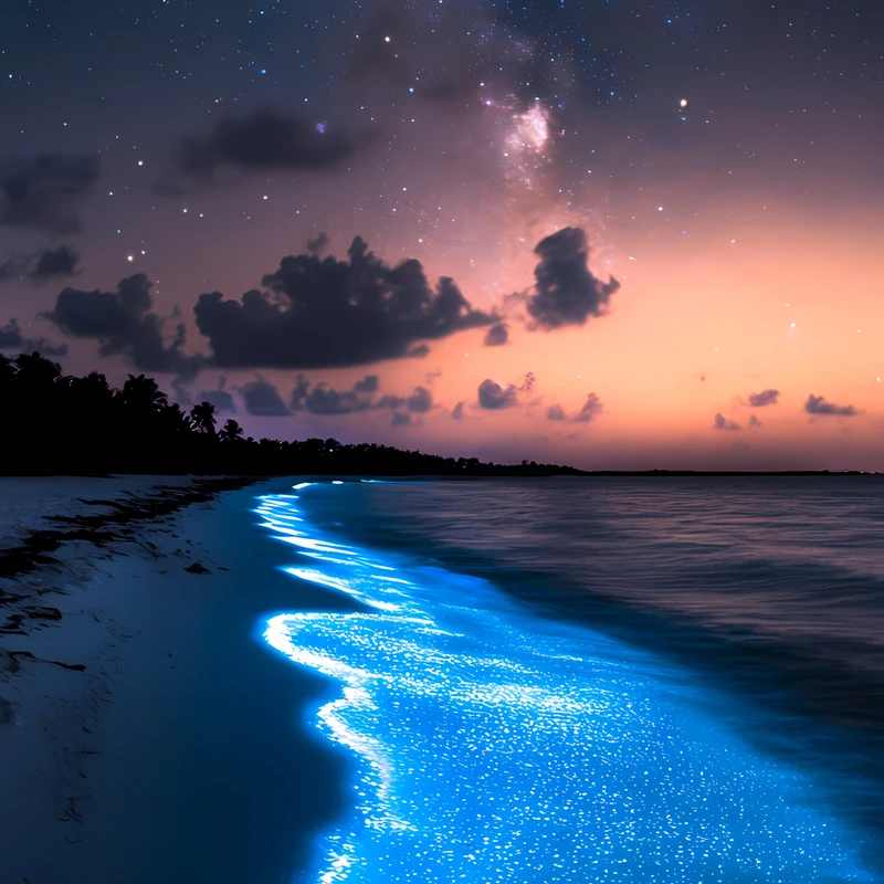 Plage tropicale luminescente 8K Ultra HD pour téléphone