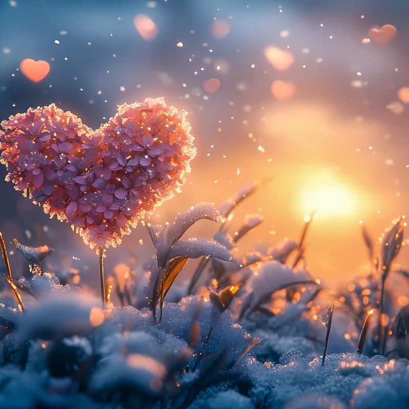 Winter Heart Flower 4K Desktop Wallpaper