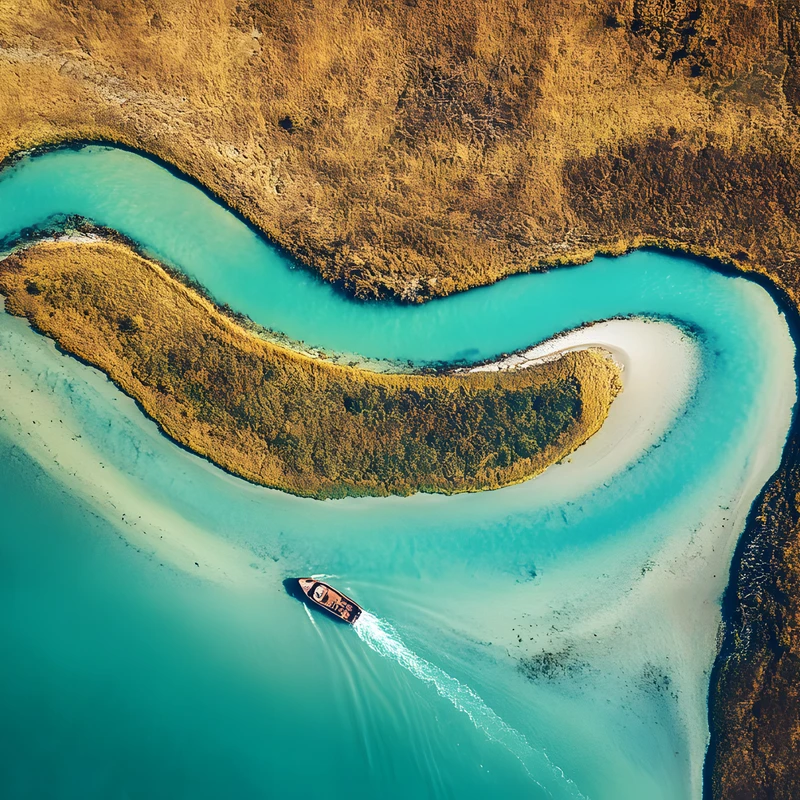 Aerofotografie pobřežního laguny 4K stolní pozadí
