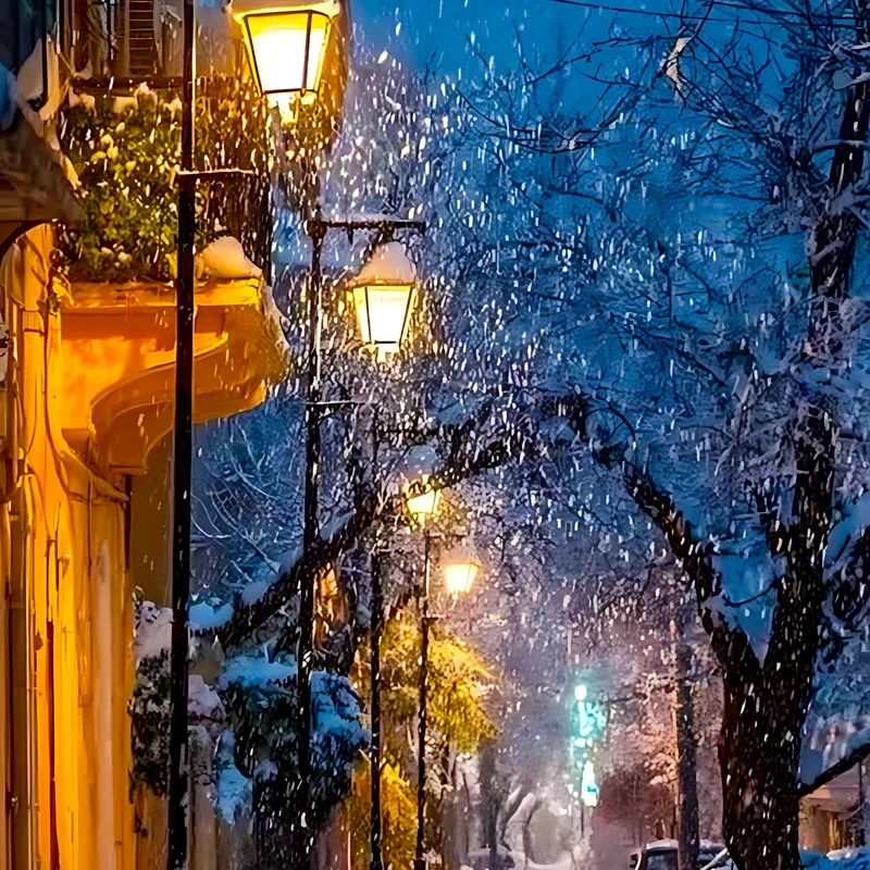 Calles Nevascadas Invernales 8K Papel Pintado Ultra HD para Móvil