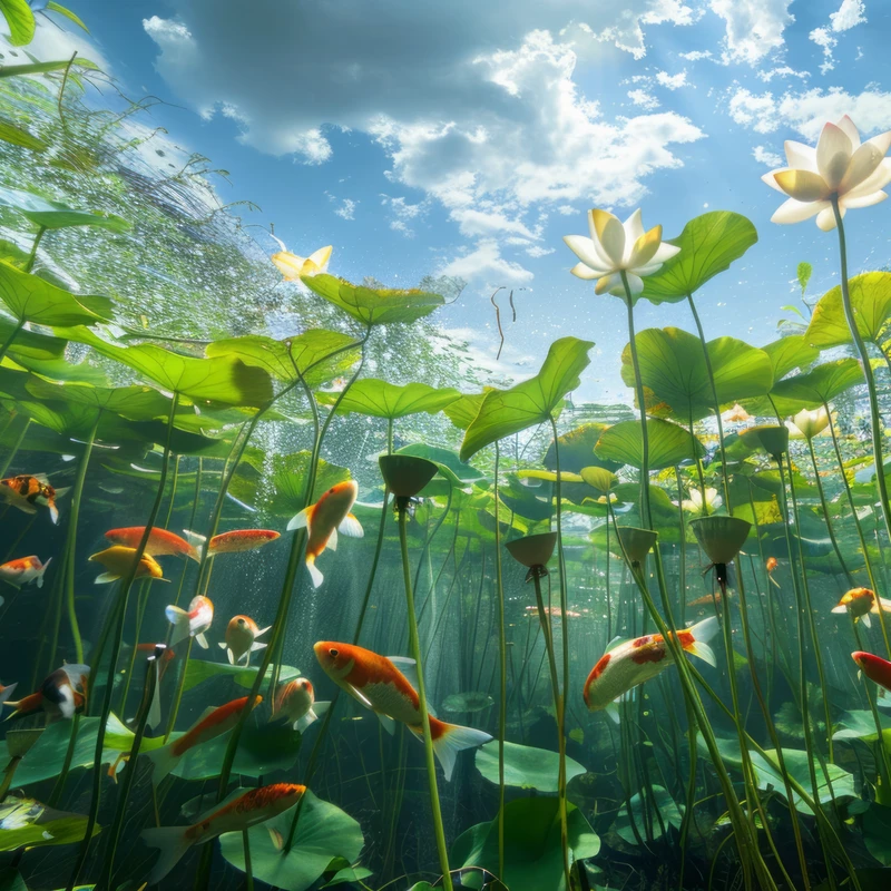 일본식 고기 pond 연꽃 8K 초고화질 태블릿 배경화면