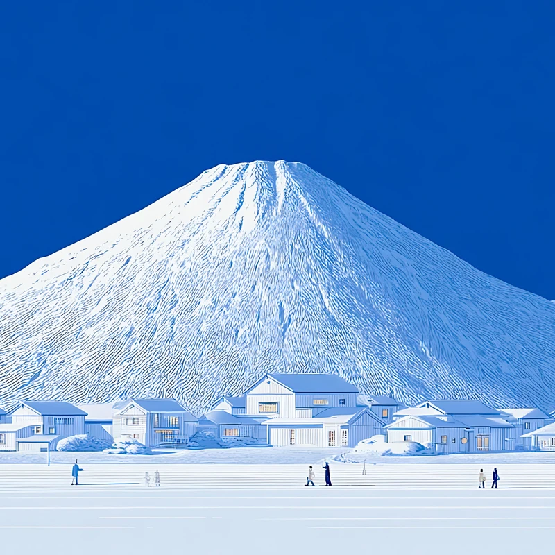 日本雪中富士山 4K 桌面壁纸