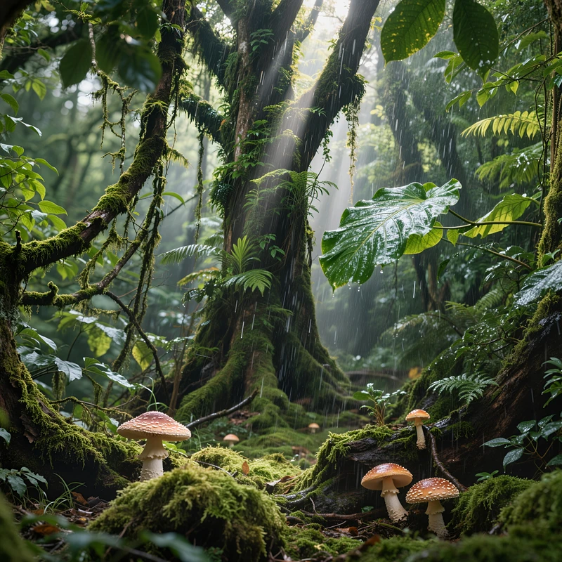 Fantasy-skov-svampe 8K ultra HD-desktopbaggrund