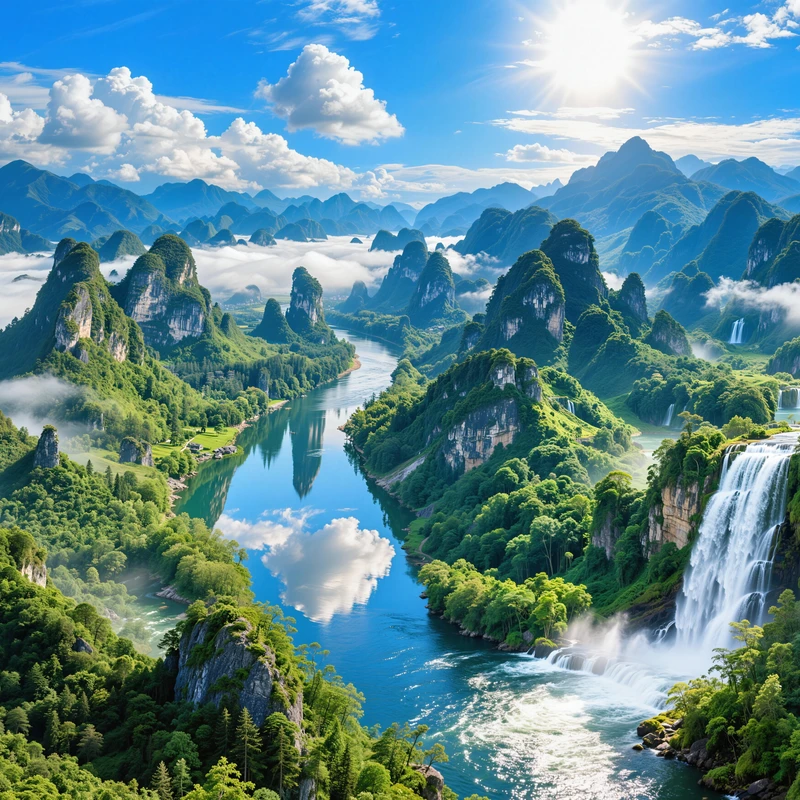 Chinese Style Landscape Canyon 8K Ultra HD Desktop Wallpaper