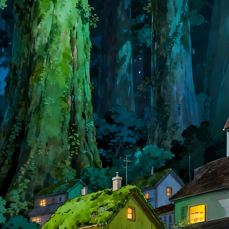 Ghibli-metsän kylä 8K Ultra HD -puhelinkuvaus