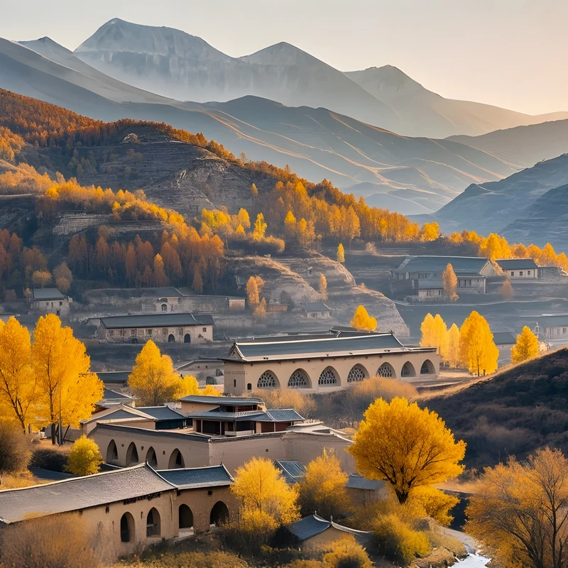 Autumn Mountain Village 4K Desktop Wallpaper