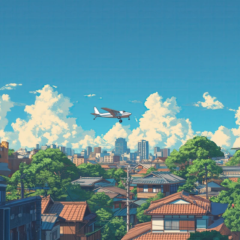 Japonský anime městský výhled 4K stolní pozadí