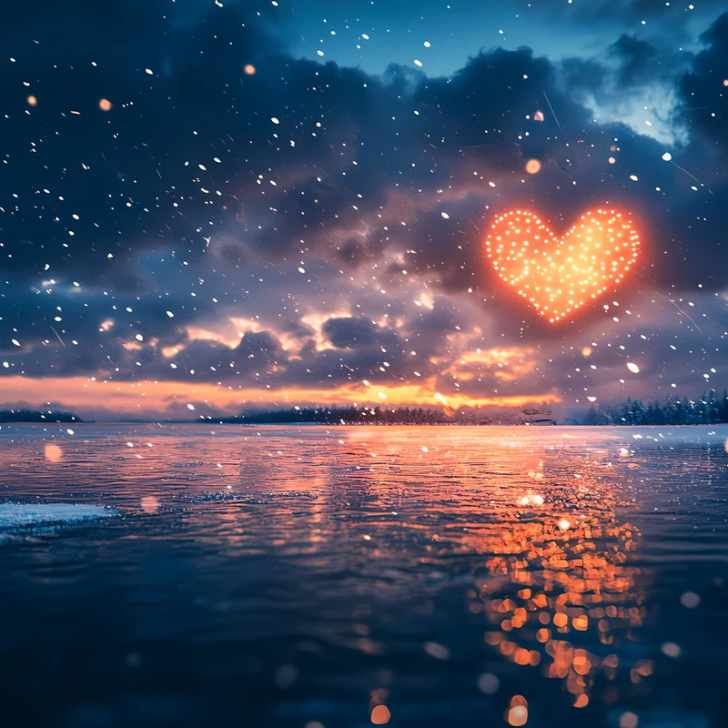 Romantic Night Sky Heart 4K Desktop Wallpaper