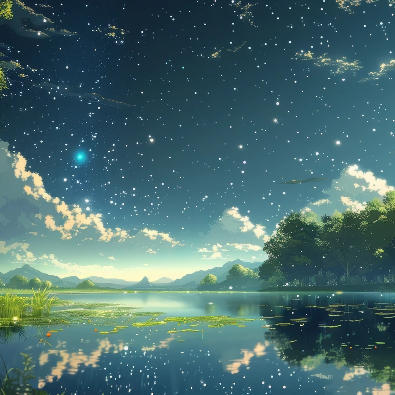 Oriental Art Sterrennacht Meer 8K Ultra HD Desktop Wallpaper