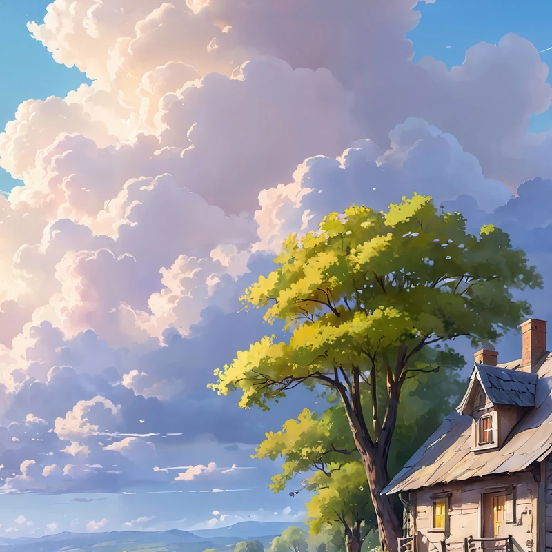 Anime vesnická chata 8K ultra HD mobilní pozadí