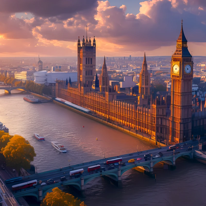 Paisagem do Pôr do Sol em Londres 4K Wallpaper para Desktop