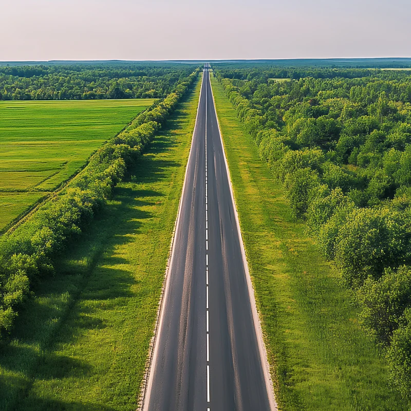 Minimalistická cesta skrz zelené pole 8K ultra HD mobilní pozadí