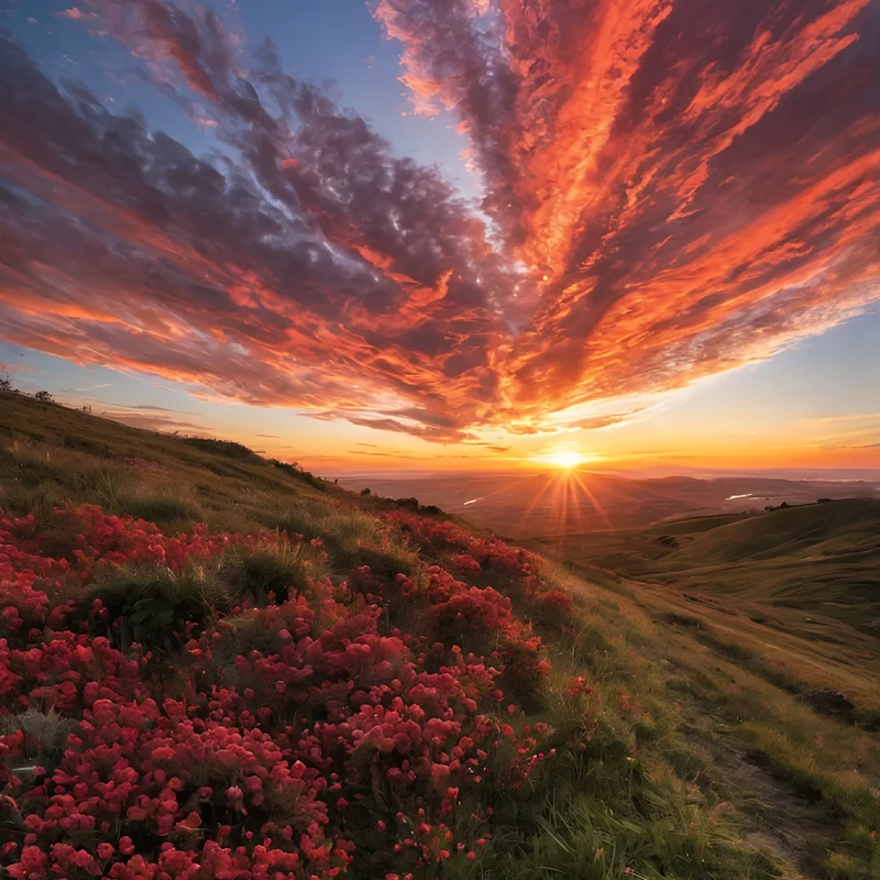 Kalifornien Wildblumen Sonnenuntergang 8K Ultra HD Handy-Hintergrund