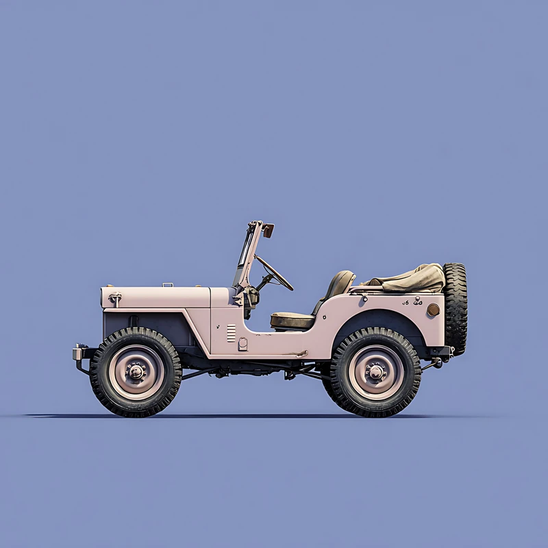 Minimalistní vintage jeep 4K stolní pozadí