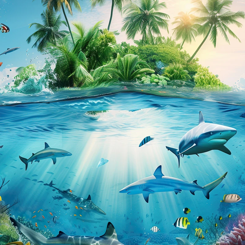 Tropický oceánský raj 8K Ultra HD mobilní pozadí