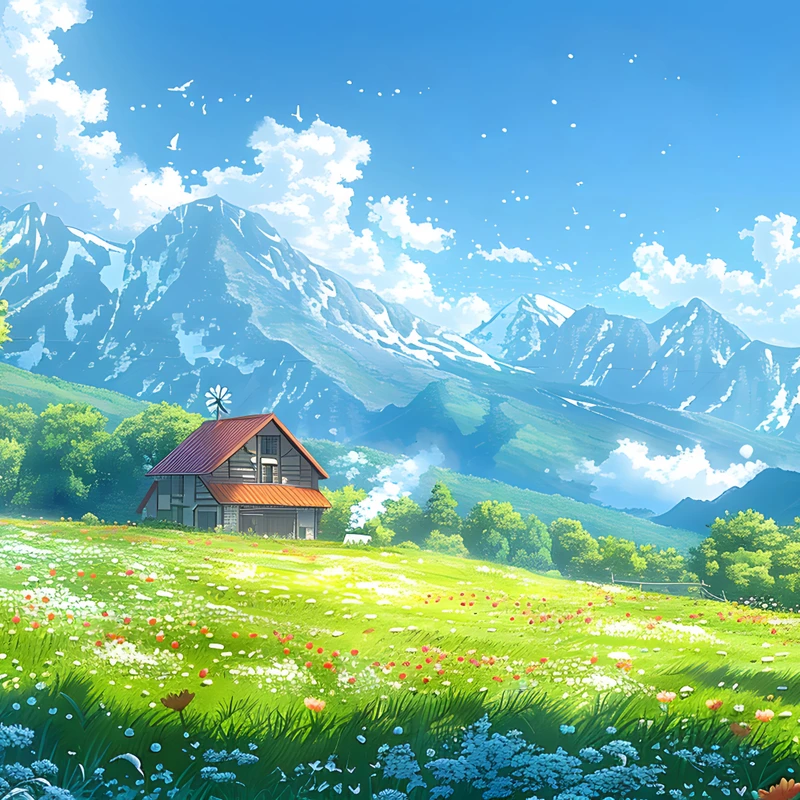 Japanese-style Cottage in田园 Landscape 8K Desktop Wallpaper