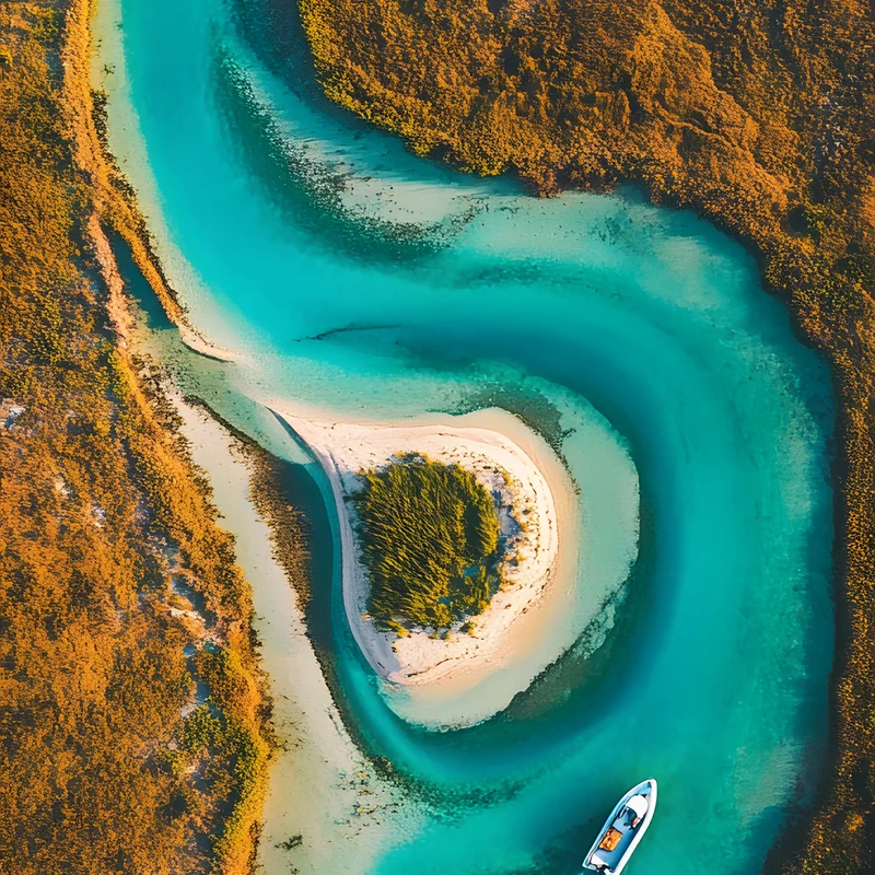 Aerofotografie zákrutové řeky 8K ultra HD mobilní pozadí