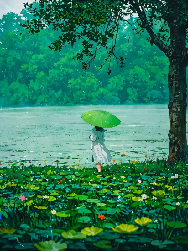 Japanese Anime Rainy Garden 8K Ultra HD Tablet Wallpaper