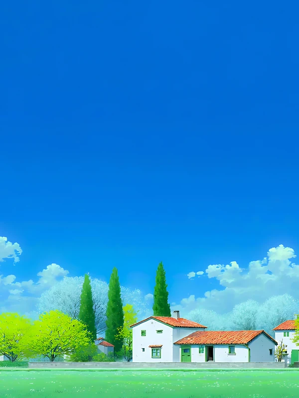 Anime Style Countryside House 4K Desktop Wallpaper